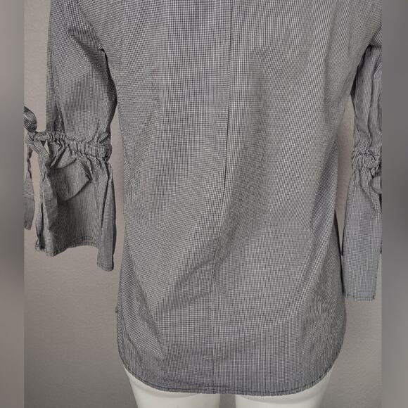 J. Crew Factory Micro Gingham Plaid Bow Sleeve Top Size XS - Picture 12 of 13